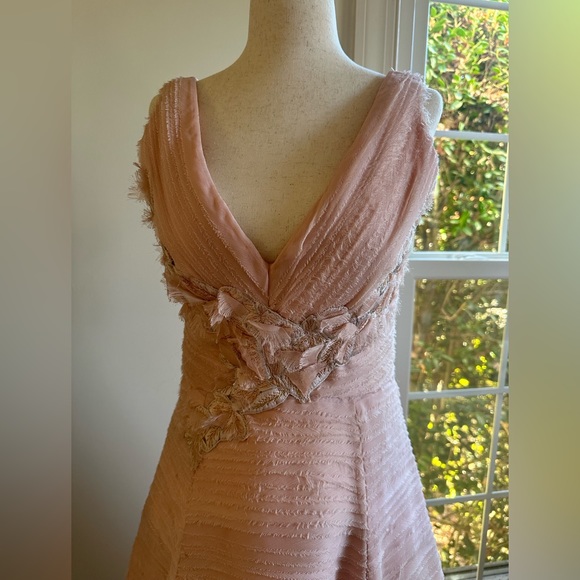 MARCHESA NOTTE RTW F2017 Light Pink Layered Chiffon Floral Embroidered Dress - Picture 3 of 10